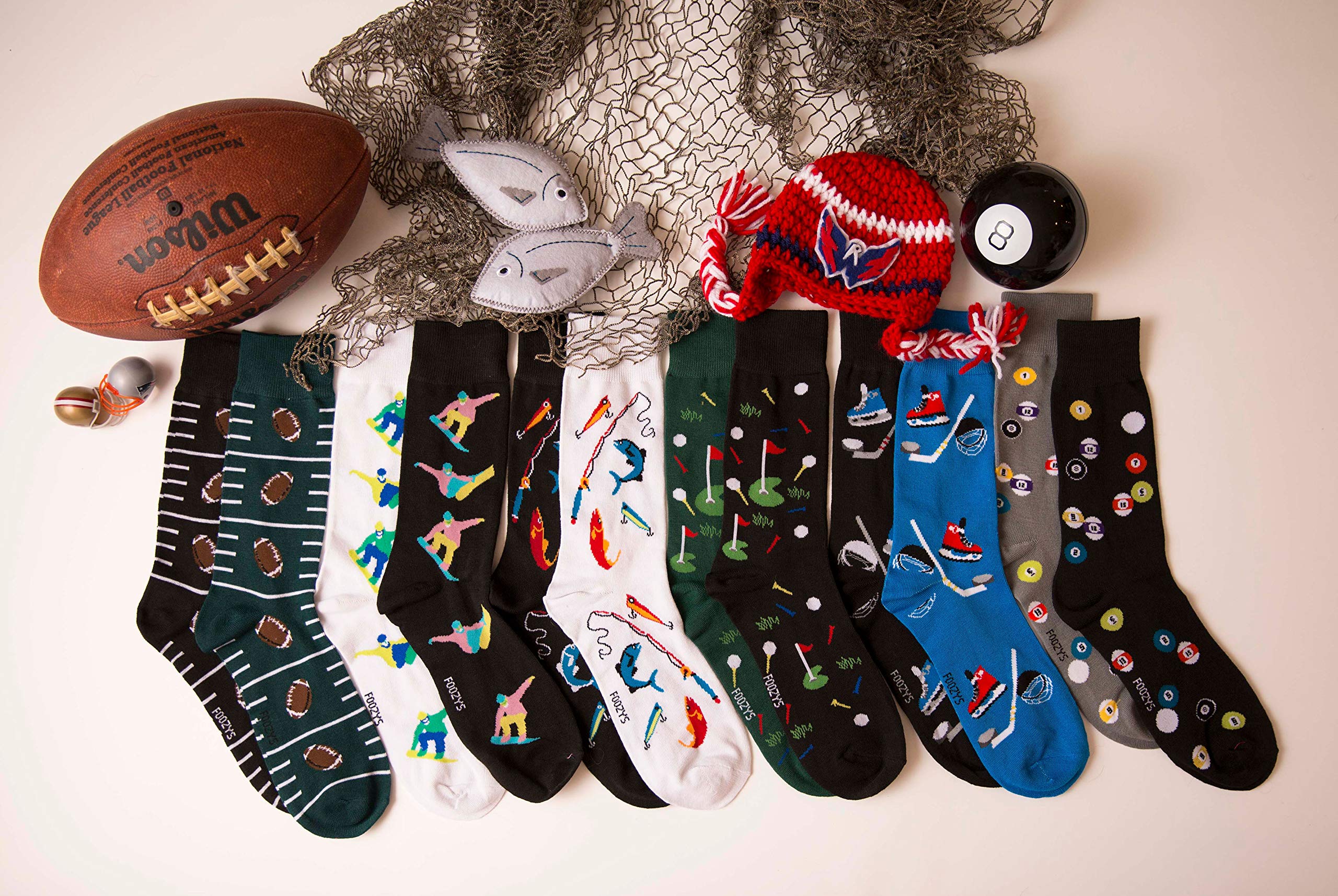 Foozys Men? Billiards Cool Sports Novelty Crew Socks | 2 Pair