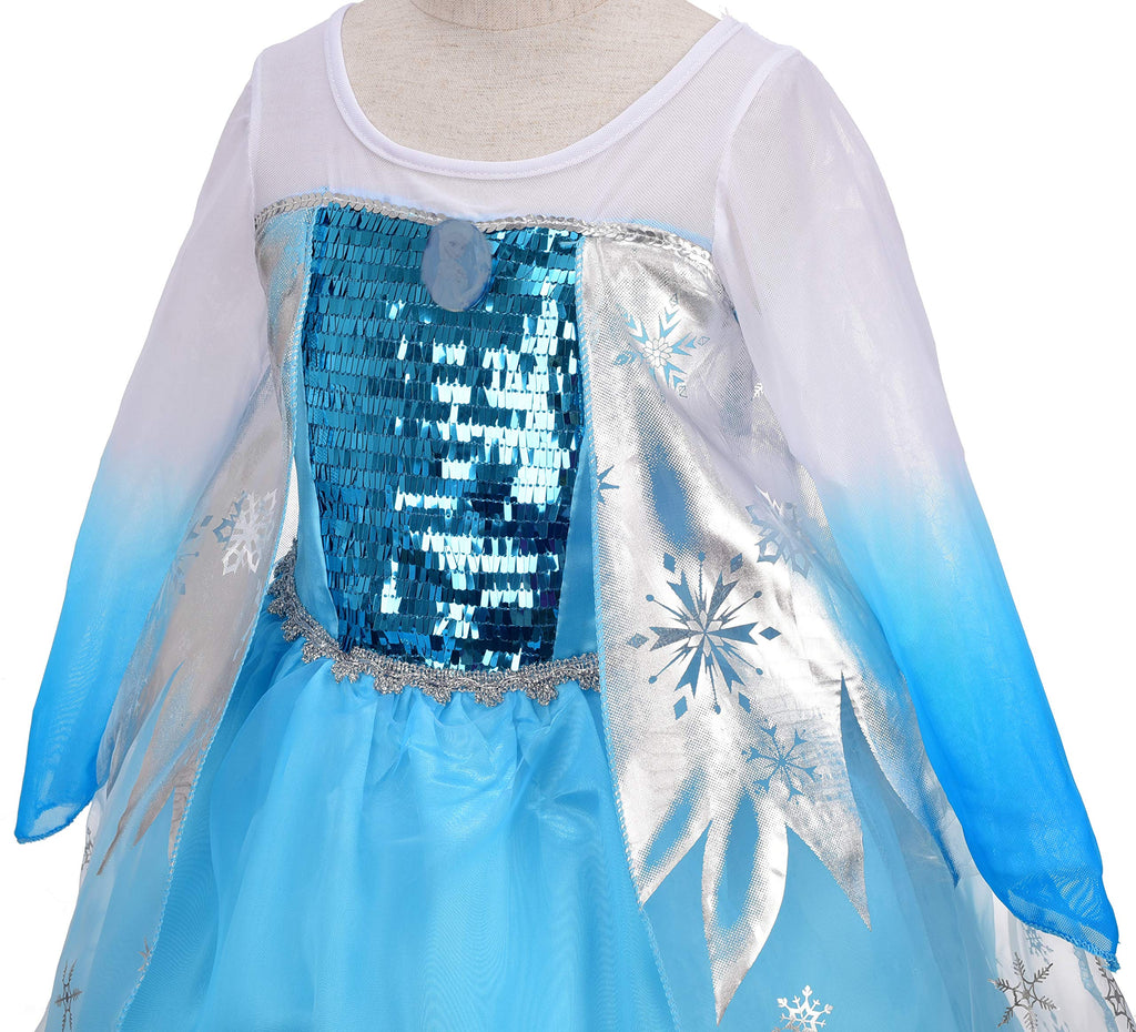 Dressy Daisy Girls' Ice Princess Dress Costume Birthday Halloween Christmas Fancy Party Dresses with Cape Size 6-6X Style B