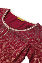 Aurelia Women Dark Maroon Rayon Floral Printed Straight Kurta