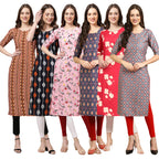Pinkmint Women'S Crepe Digital Print Straight Kurta(Pack Of 6)[Qv-344-330-339-358-380-372-Xxl]