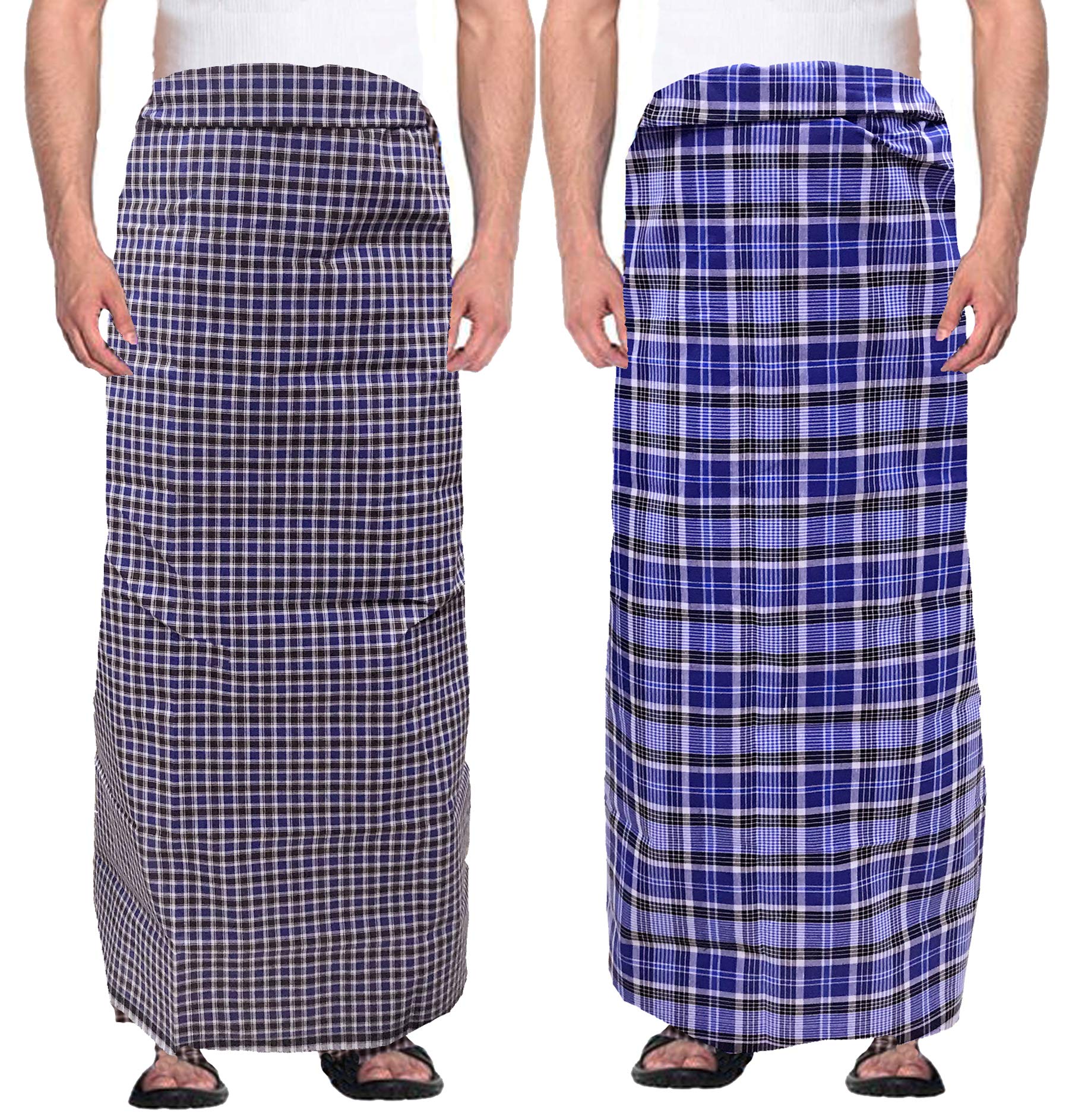 Weavers Villa MenS 100% Cotton Multicolored Unstiched Lungi (2 Mtrs) - Pack Of 2