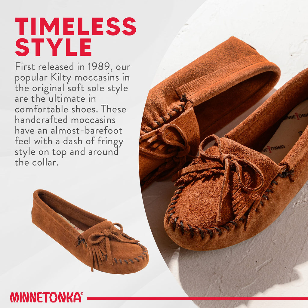 Minnetonka Women's Kilty Suede Softsole Moccasin,Brown,7 M US