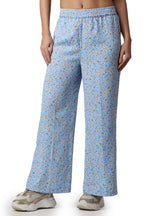 POPWINGS Casual Floral Printed Loose Fit Trousers for Women || Summer Wear Women Trousers Stylish Pull-On Women Trousers || Comf