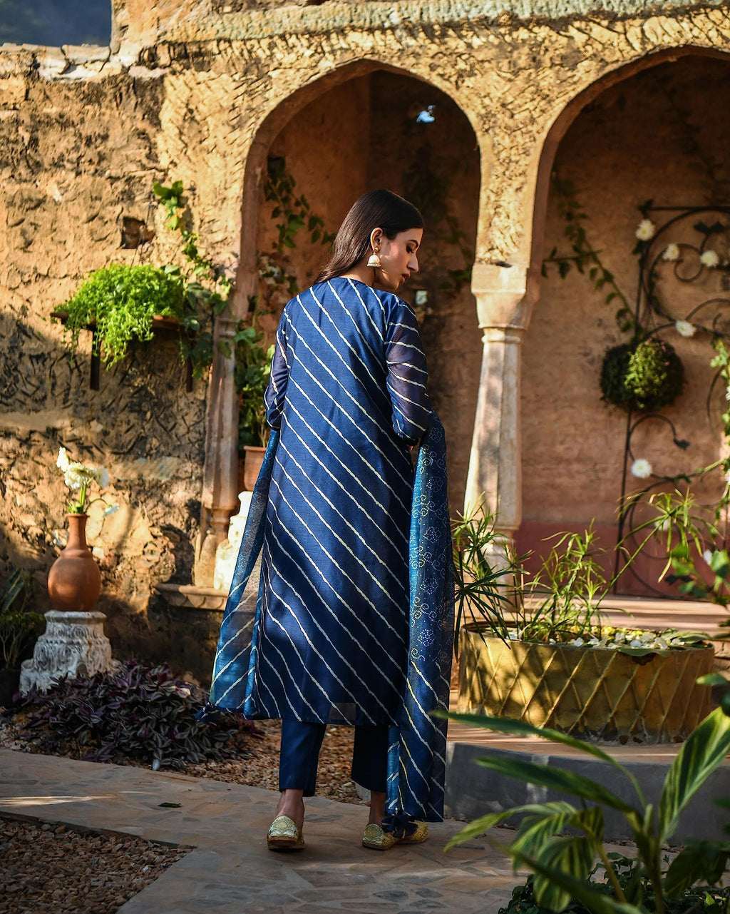 ANNI DESIGNER Womens Cotton Blend Straight Printed Kurta with Pant & Dupatta (Doremi Navy_4XL_Navy Blue_XXXX-Large)