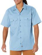 Dickies Men's Short-Sleeve Work Shirt, Light Blue, Large