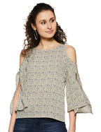 Miss Chase Womens Coral Ribbed Cold Shoulder Top(MCAW17TP08-82-164-04,Multicolor-Base Yellow,Medium)
