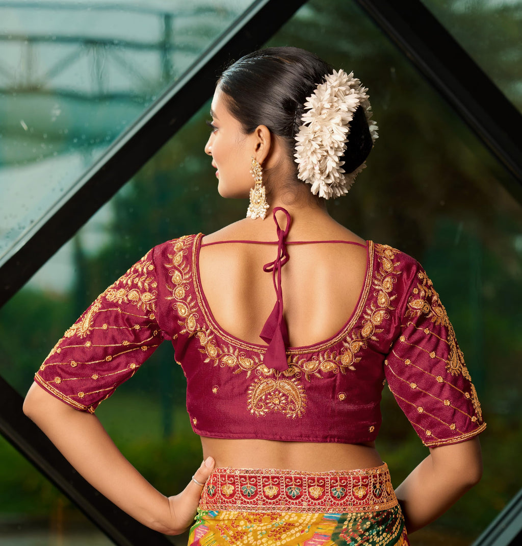 Pujia Mills WomenS Readymade Blouse Embroidery Multi Coding Maggam Work Sequence Work Indian Ethnic Designer Stitched Readymade