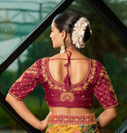 Pujia Mills WomenS Readymade Blouse Embroidery Multi Coding Maggam Work Sequence Work Indian Ethnic Designer Stitched Readymade