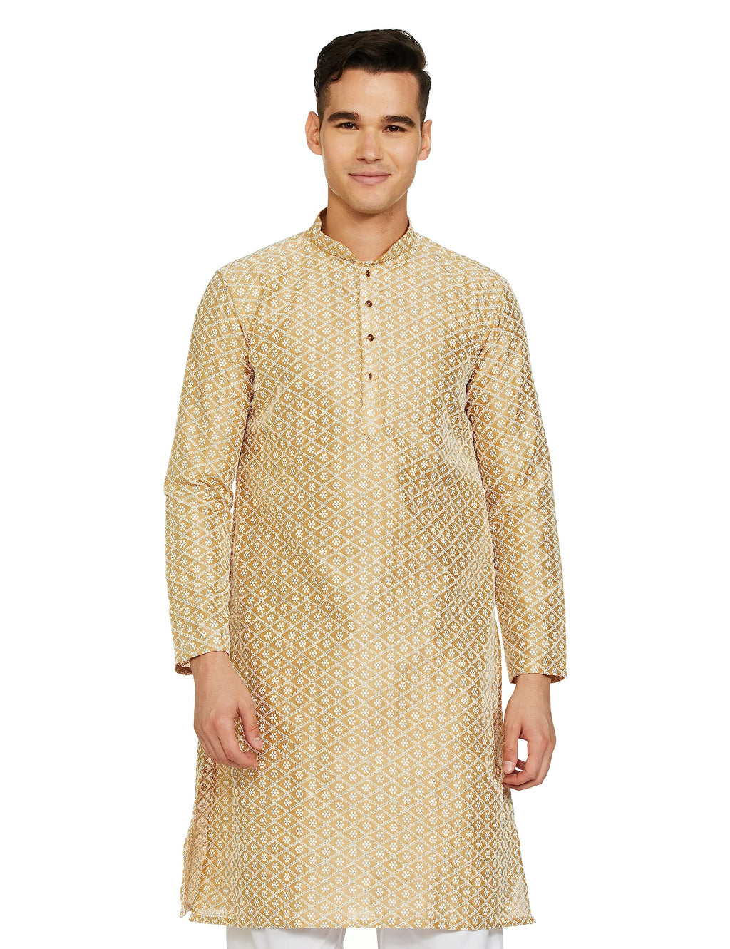 Be Active MenS Traditional Embroidered Lucknowi Full Sleeves Kurta || Cotton Kurta For Men || Men Kurta For Wedding || Kurta Fo