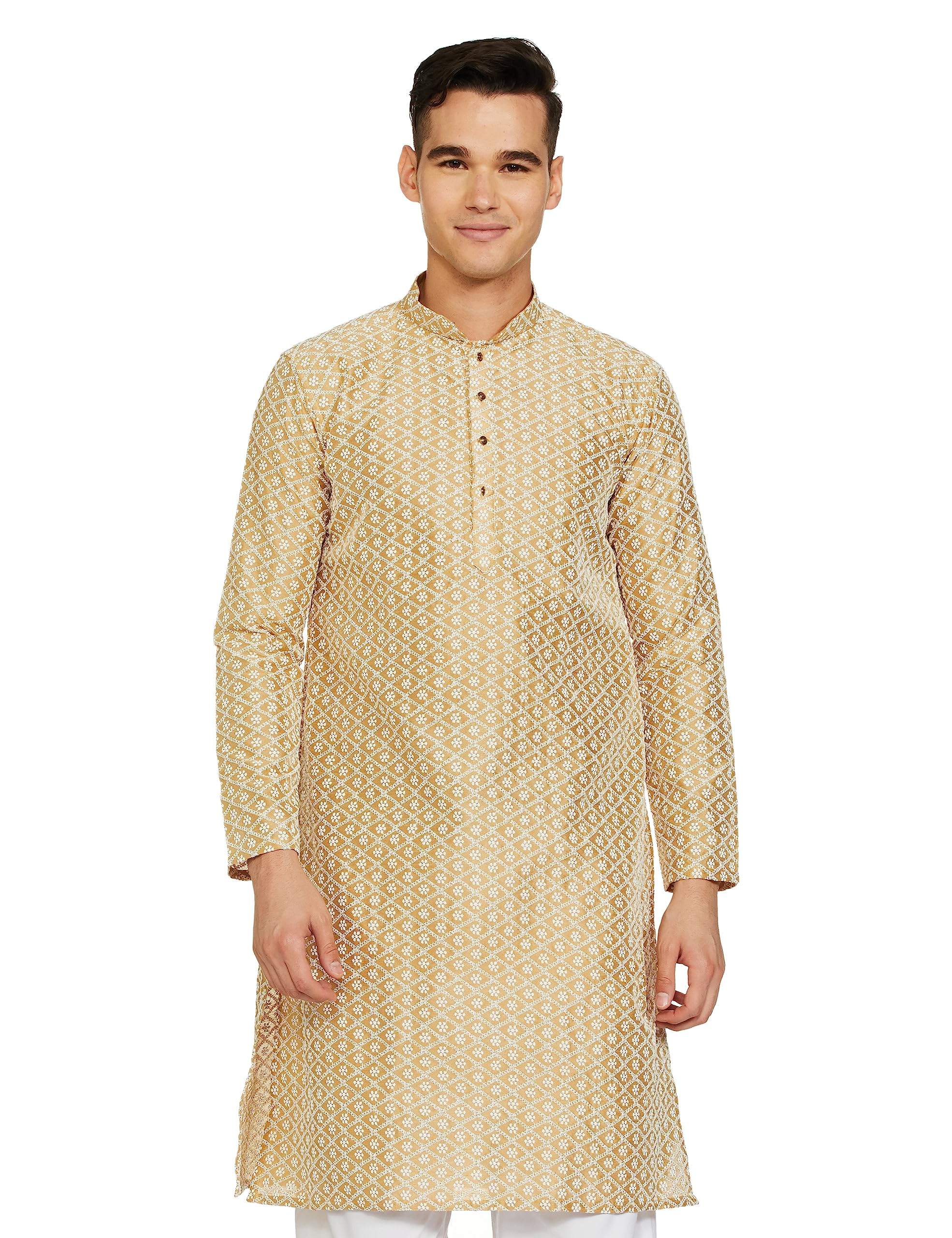 Be Active MenS Traditional Embroidered Lucknowi Full Sleeves Kurta || Cotton Kurta For Men || Men Kurta For Wedding || Kurta Fo