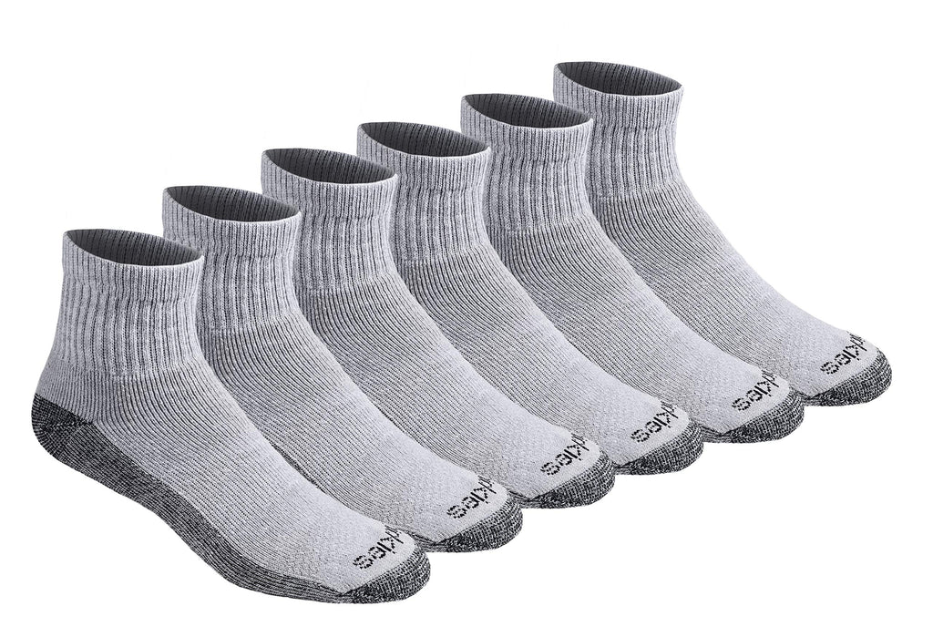 Dickies Men's Dri-Tech Moisture Control Quarter Socks, Available in M-XXL (6, 12, 18, Grey (6 Pairs), Large