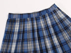 Womens High Waisted Plaid Short Kilt A line Skirts Costumes (2XL, Blue Mixed White Black)