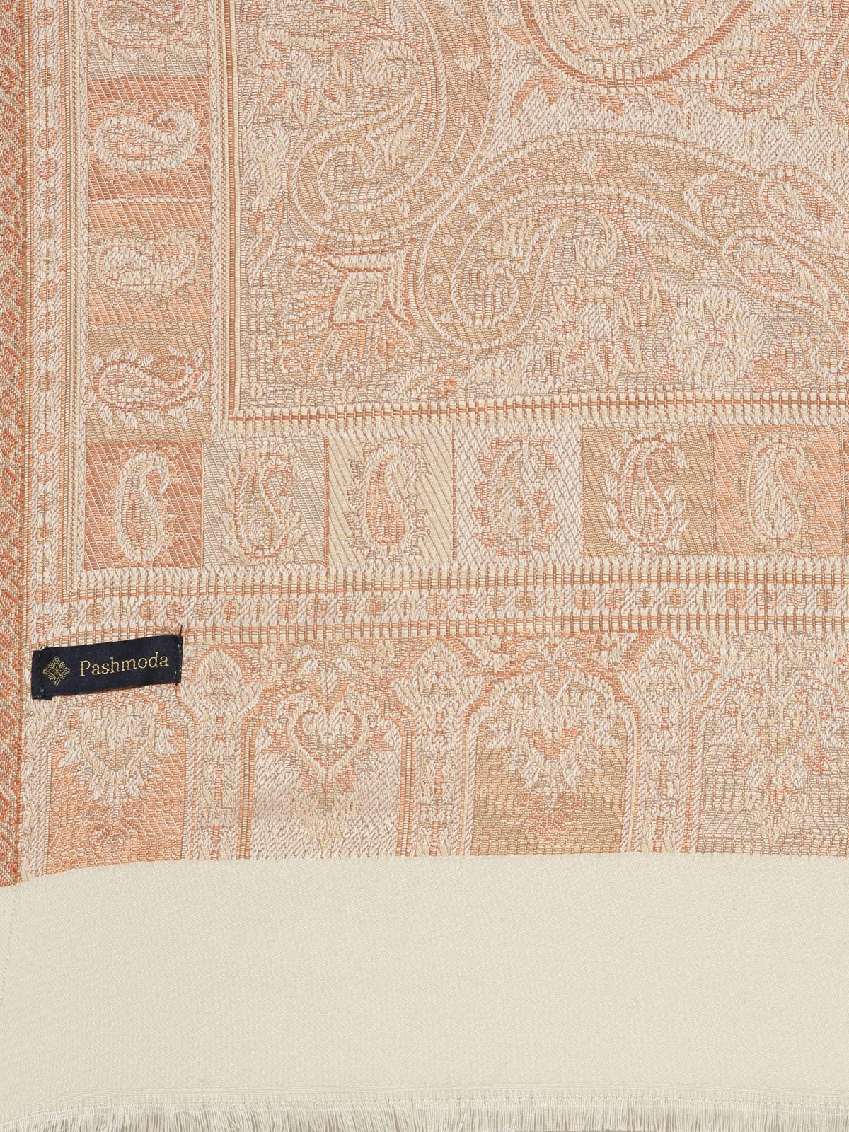 Pashmoda Men Dastaan Jamawar Kashmiri Luxury Shawl Size: 101X203 Cm, Beige Color