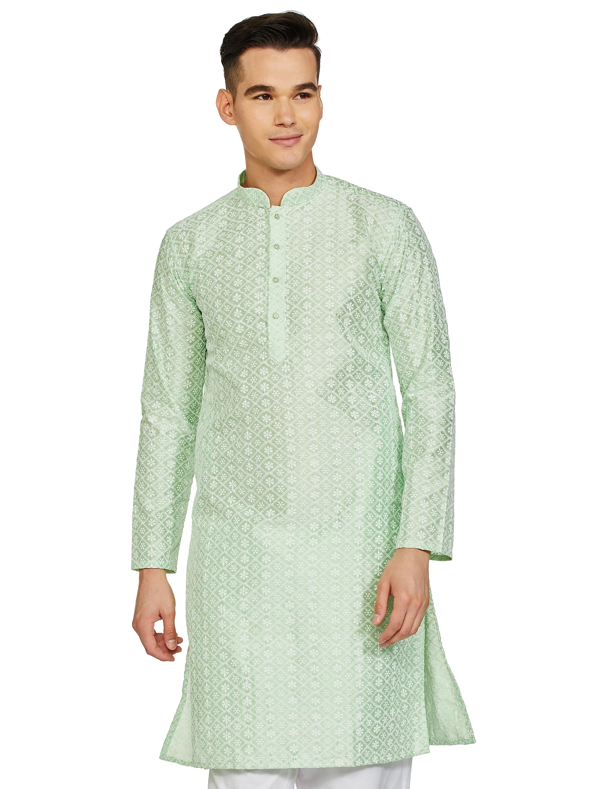 Be Active MenS Traditional Embroidered Lucknowi Full Sleeves Kurta || Cotton Kurta For Men || Men Kurta For Wedding || Kurta Fo