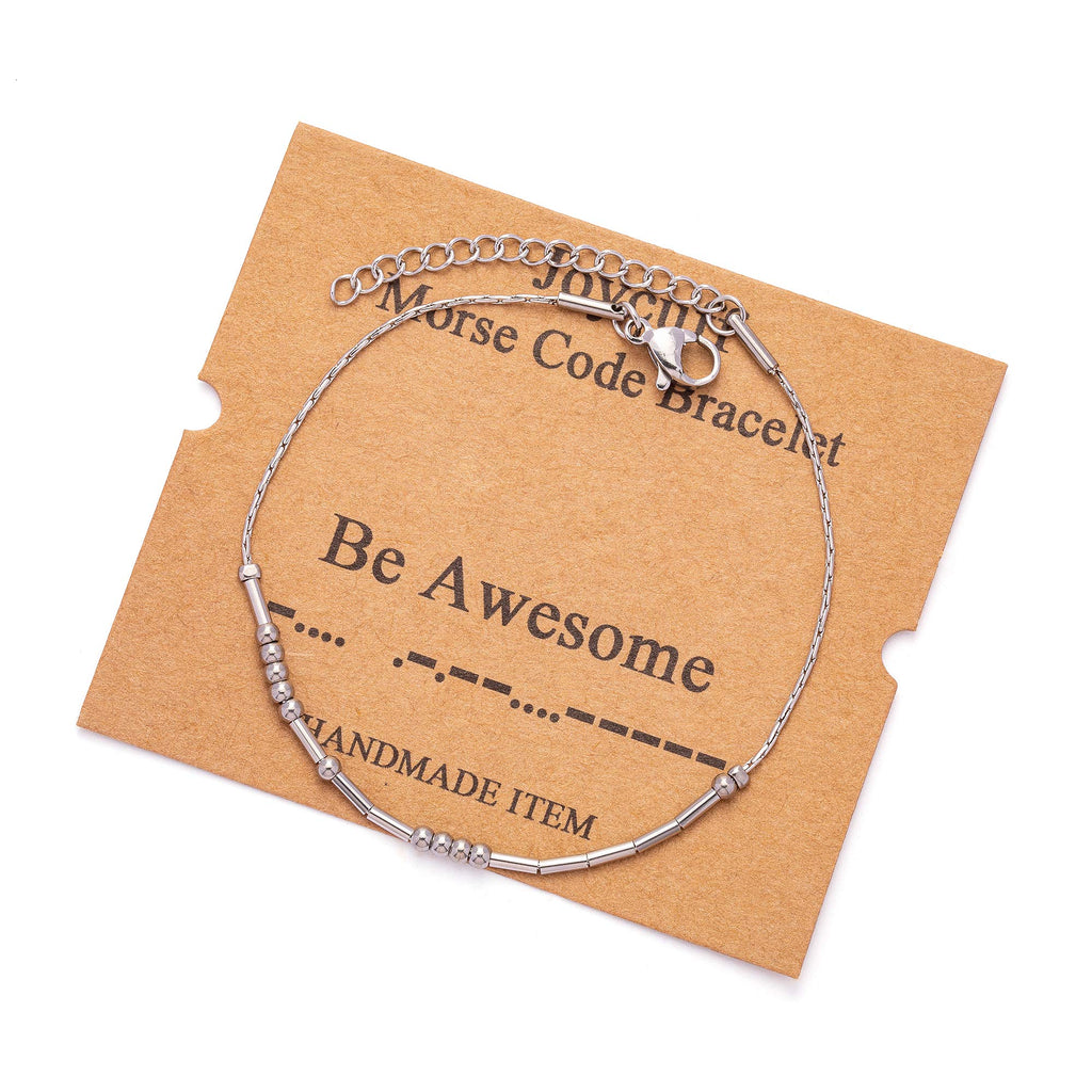 JoycuFF Be Awesome Morse Code Bracelets for Women Funny Inspirational Jewelry Christmas Birthday Gifts for Her Mom Daughter Sist