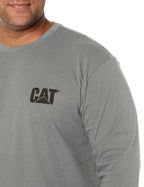 Caterpillar Men's Trademark Banner Long Sleeve Tee Shirts with Center Back Neck Wire Management Loop and CAT Logo, Dark Heather