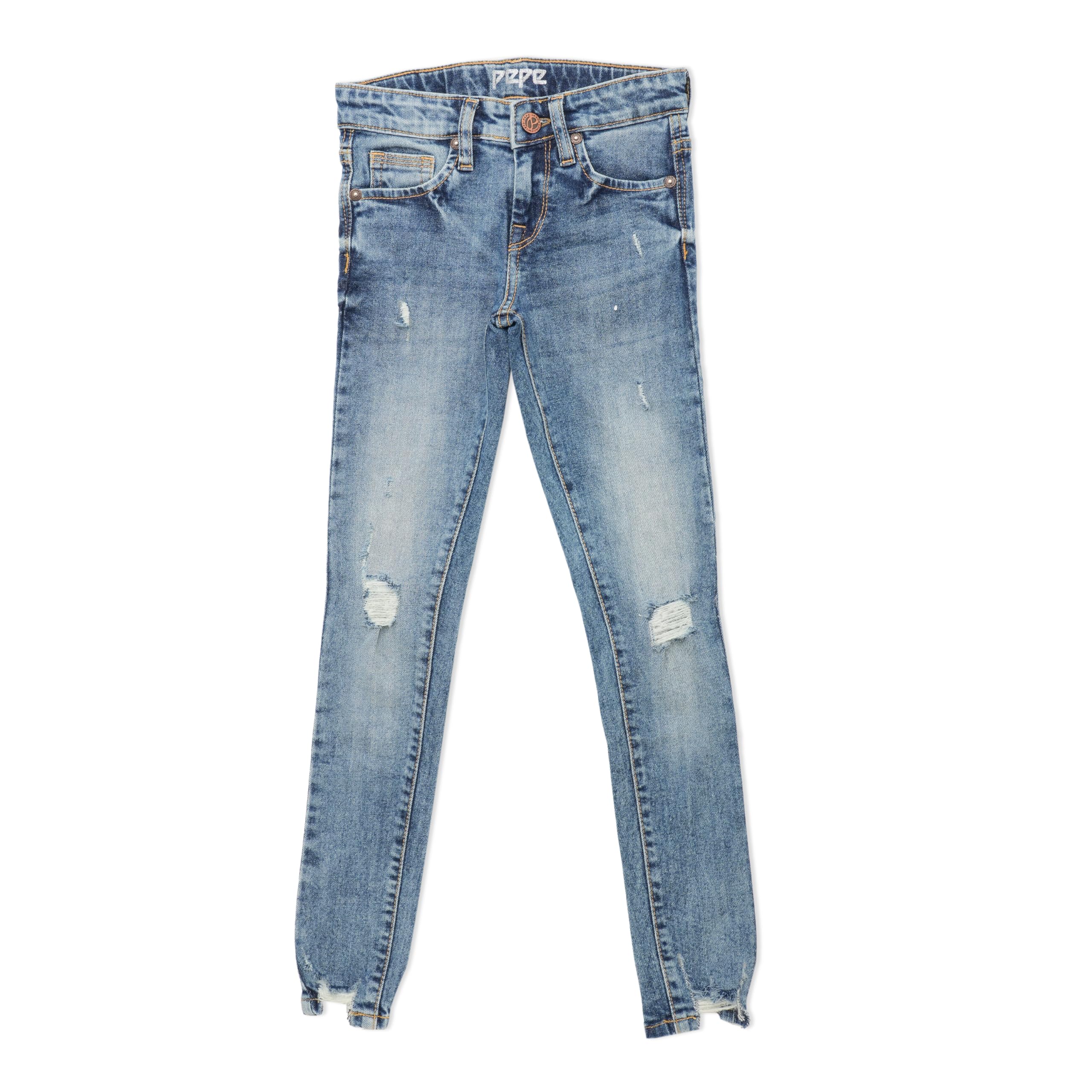 Pepe Jeans Girls Adriana Distressed Skinny Denim, Light Used,12