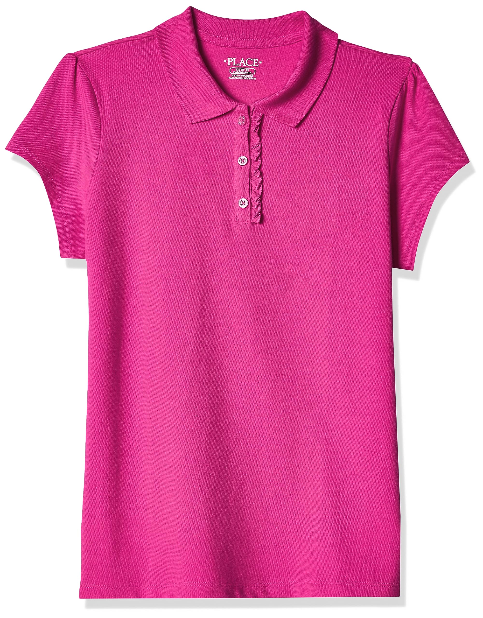 The Children's Place girls Uniform Ruffle Pique Polo Shirt, Aurora Pink, Small US