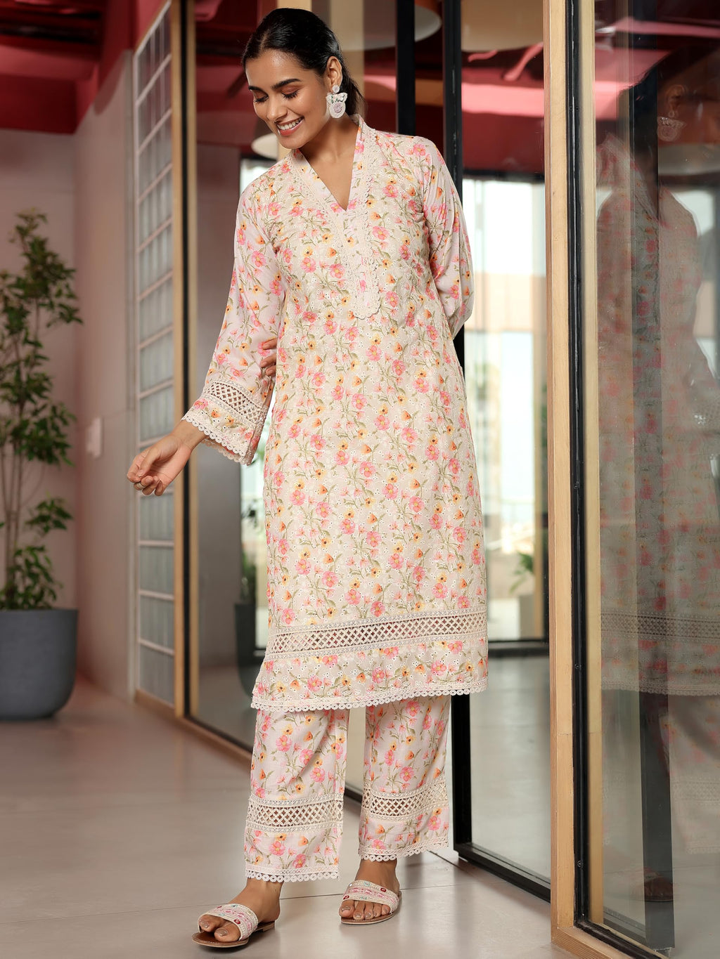 Libas WomenS Pure Cotton Kurta Sets (35589_Beige