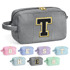 YOOLIFE Teacher Appreciation Gifts - Personalized Women's Makeup Bags, Monogram Initial Black