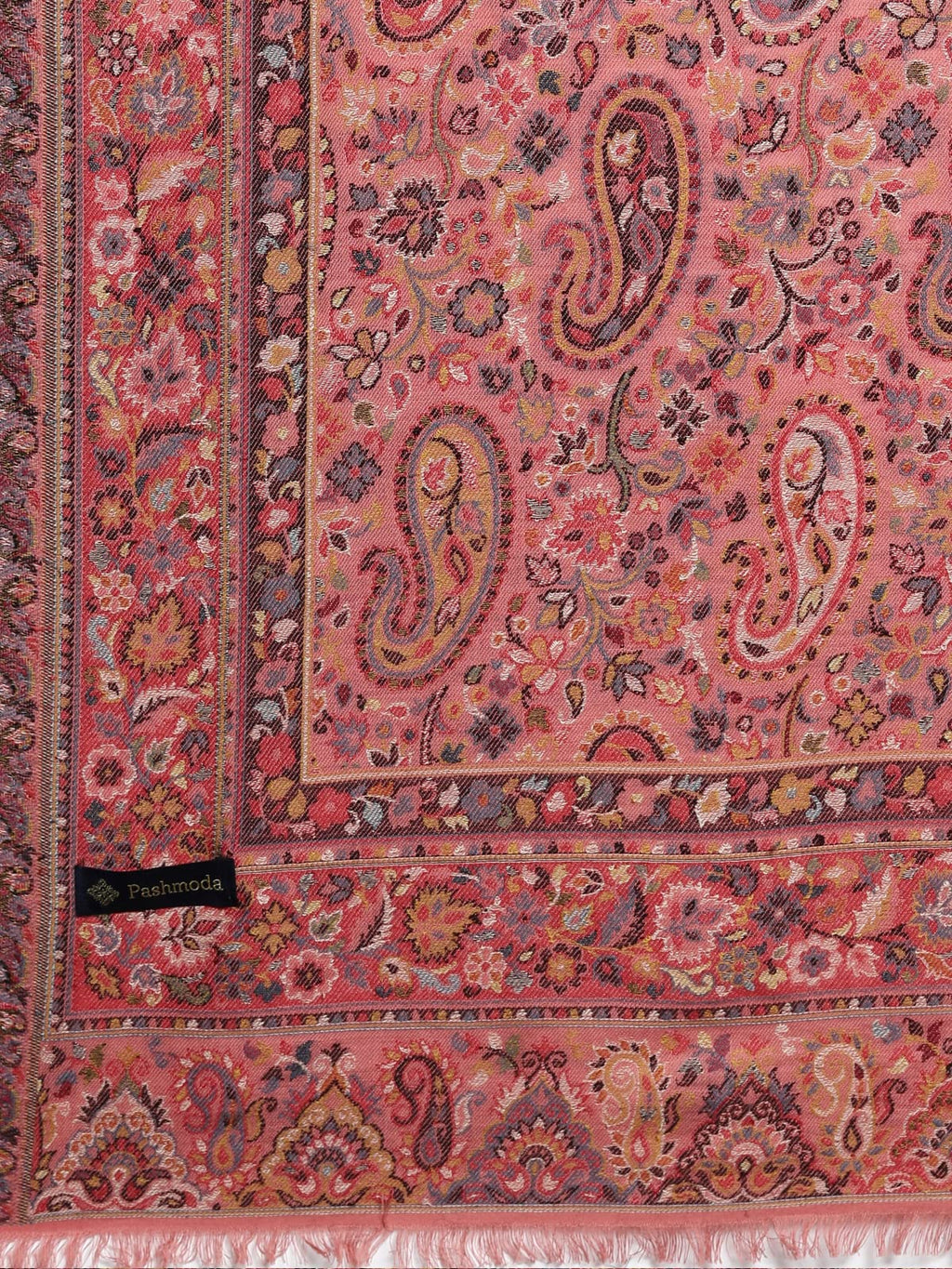 Pashmoda Men Gulzaar Kaani Woven Design Stole (Size 71X203 Cm, Black Color)