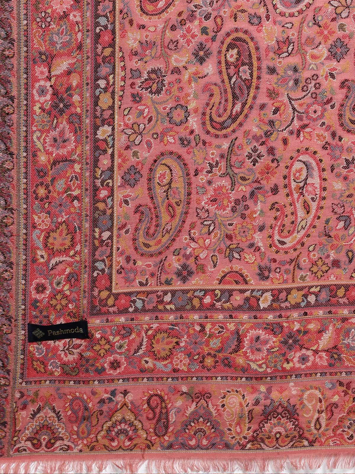 Pashmoda Men Gulzaar Kaani Woven Design Stole (Size 71X203 Cm, Black Color)