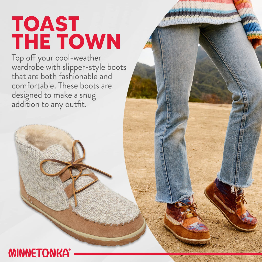 Minnetonka Womens Torrey Laceup Boot, Cinnamon, Size 9 Wide