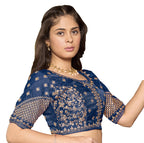 Pujia Mills WomenS Readymade Blouse Multi Golden Codding Sequence Embroidery Work Indian Ethnic Designer Stitched Readymade Sar