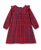 Shoulder frill check dress RED