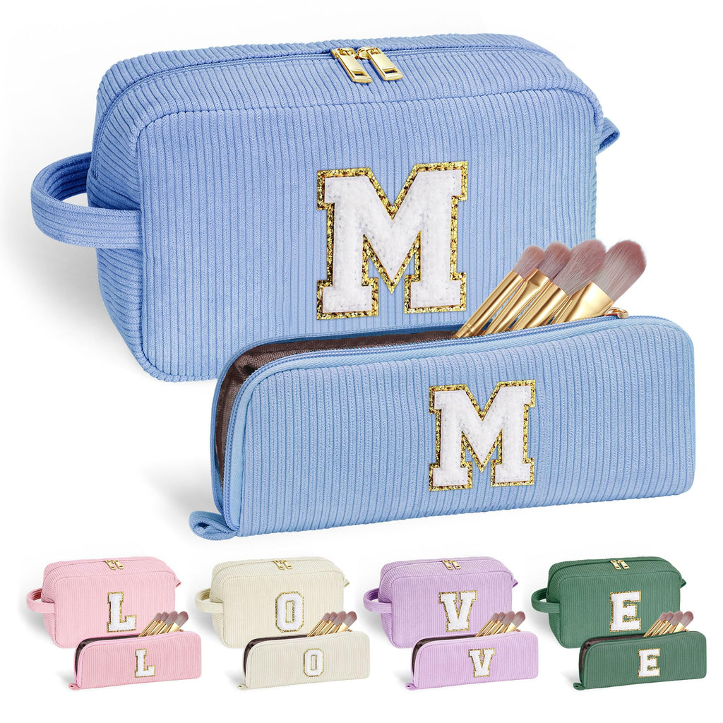 YOOLIFE Gifts for Women - Teen Girls Gifts Initial Purple Makeup Bag Make Up Bag Gifts for Women Her Best Friend Friendship Birt