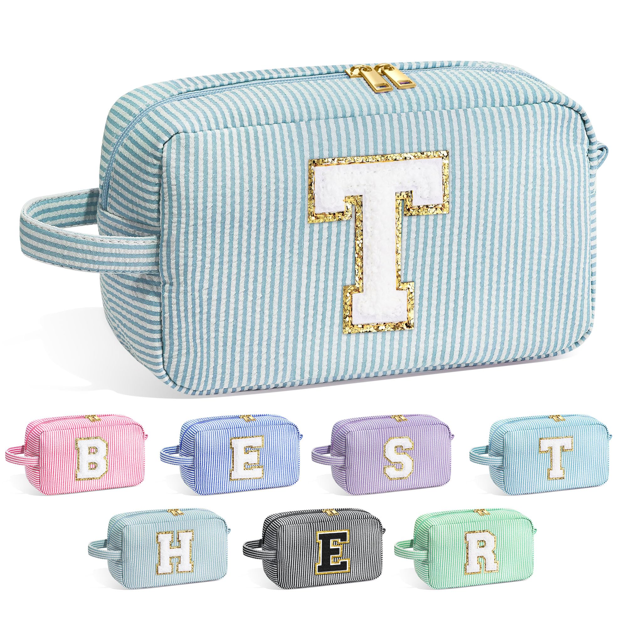 YOOLIFE Teacher Appreciation Gifts - Personalized Monogram Initial Makeup Bags for Women
