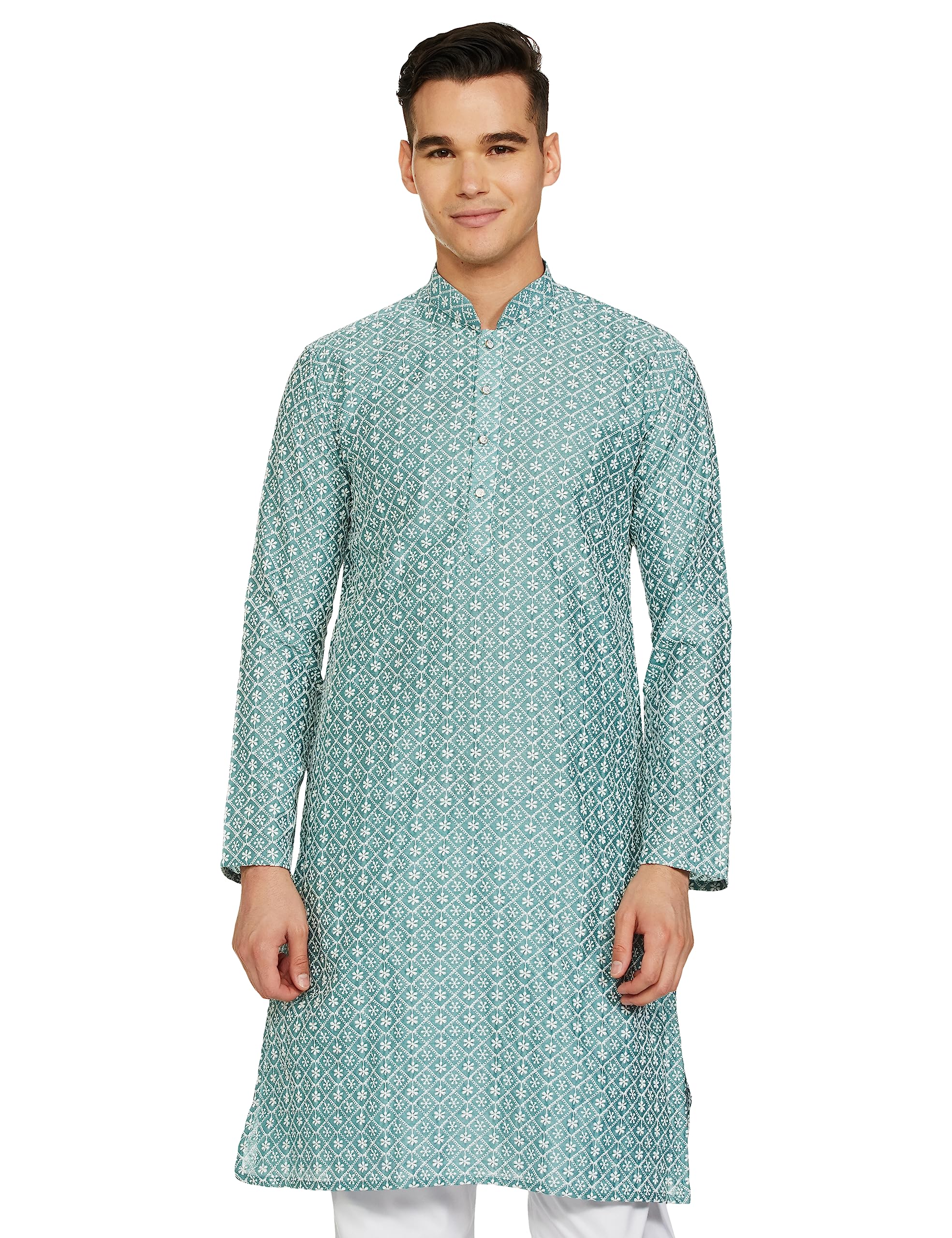 Be Active MenS Traditional Embroidered Lucknowi Full Sleeves Kurta || Cotton Kurta For Men || Men Kurta For Wedding || Kurta Fo