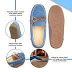Alpine Swiss Sabine Womens Suede Shearling Slip On Moccasin Slippers Blue 8 M US