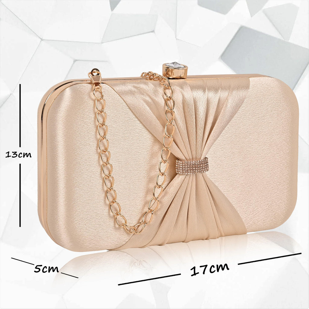 ADISA bow formal party clutch with gold chain for women and girls