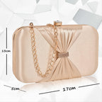ADISA bow formal party clutch with gold chain for women and girls