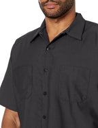 Red Kap Mens Tall Industrial Work Shirt, Regular Fit, Short Sleeve, Black, 3X-Large