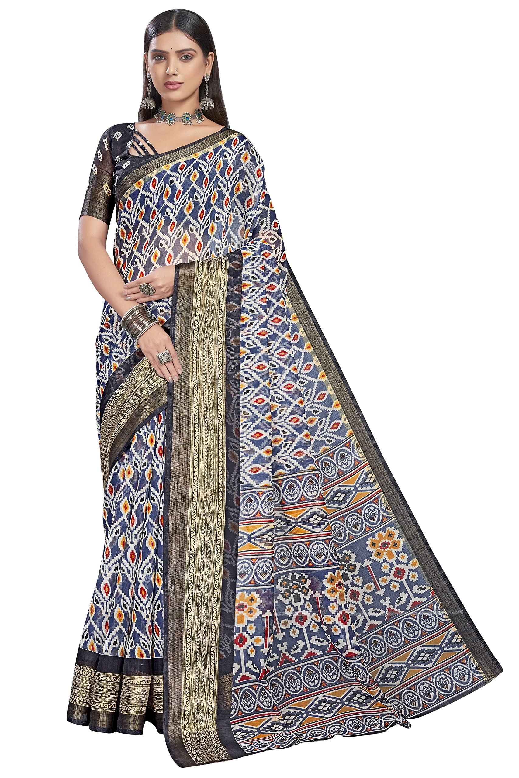 Glory Sarees Womens Cotto Silk Saree With Blouse Piece (Khushbu106_Blue)