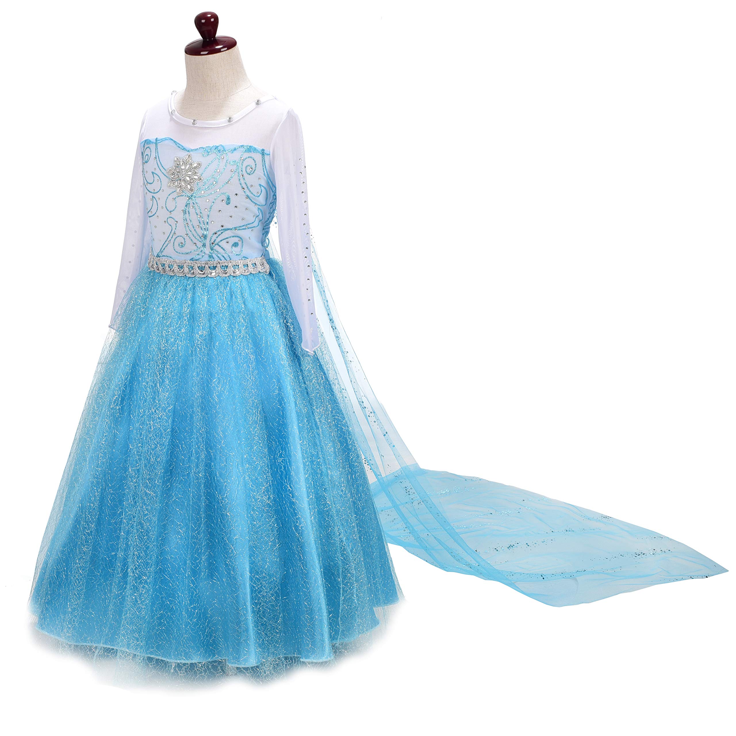 Lito Angels Little Girls Princess Dress Up Costumes Snow Queen Dress Halloween Christmas Long Train with Accessories