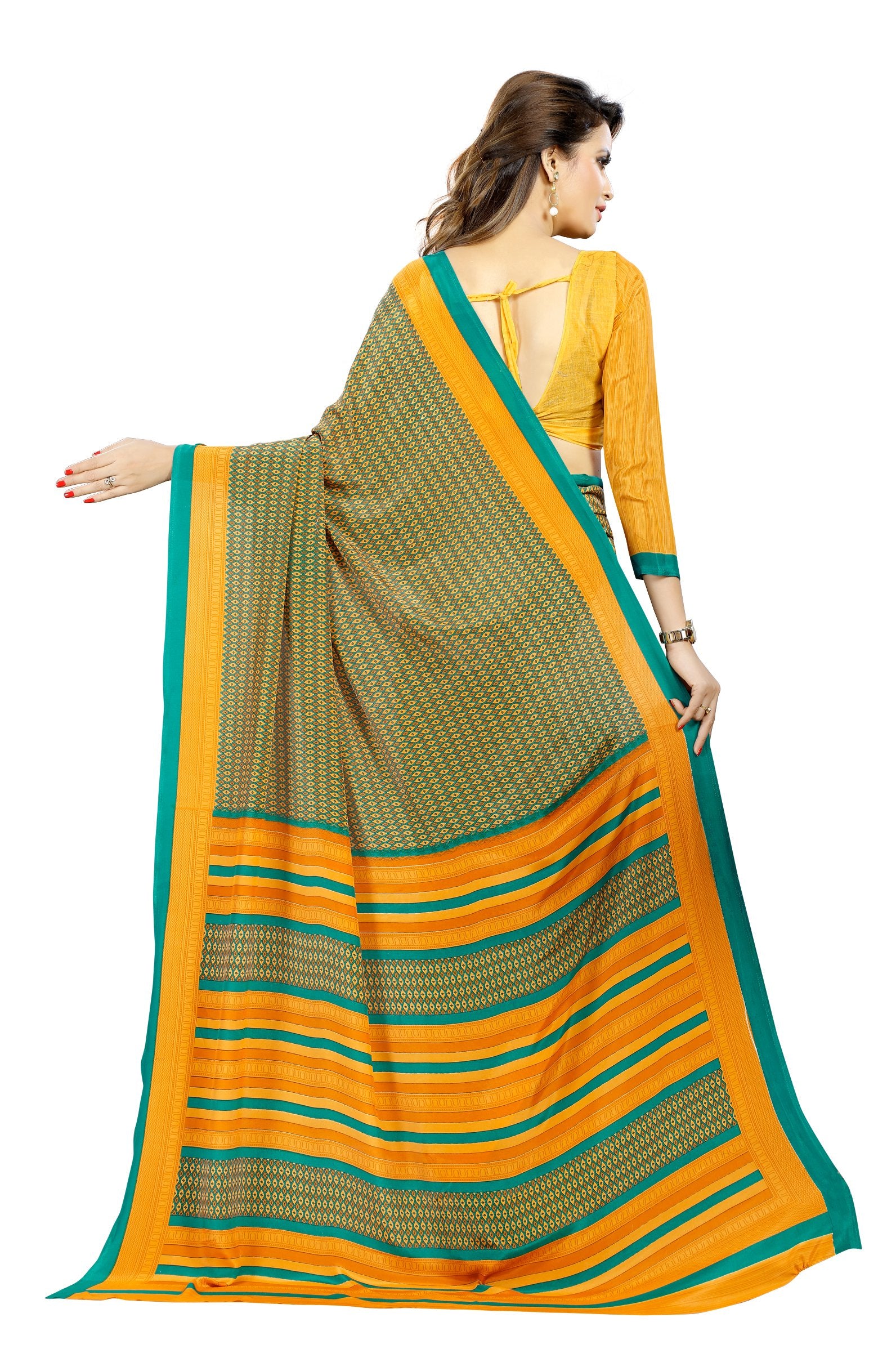 Vimla WomenS Mysore Crepe Silk Uniform Saree With Printed 6 Yard Length And Unstitched Blouse Piece Office Wear Saree