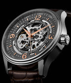 Stuhrling Original Men's Automatic Skeleton Dress Watch Genuine Leather Band with self Winding Mechanical Movement