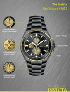 Invicta Men's Analog Quartz Watch with Stainless Steel Strap 47823, Black, Modern