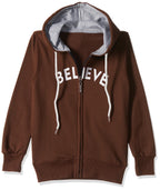 T2F Cotton Hooded Neck Regular Fit Hoodie (Boys-SS_35_Brown