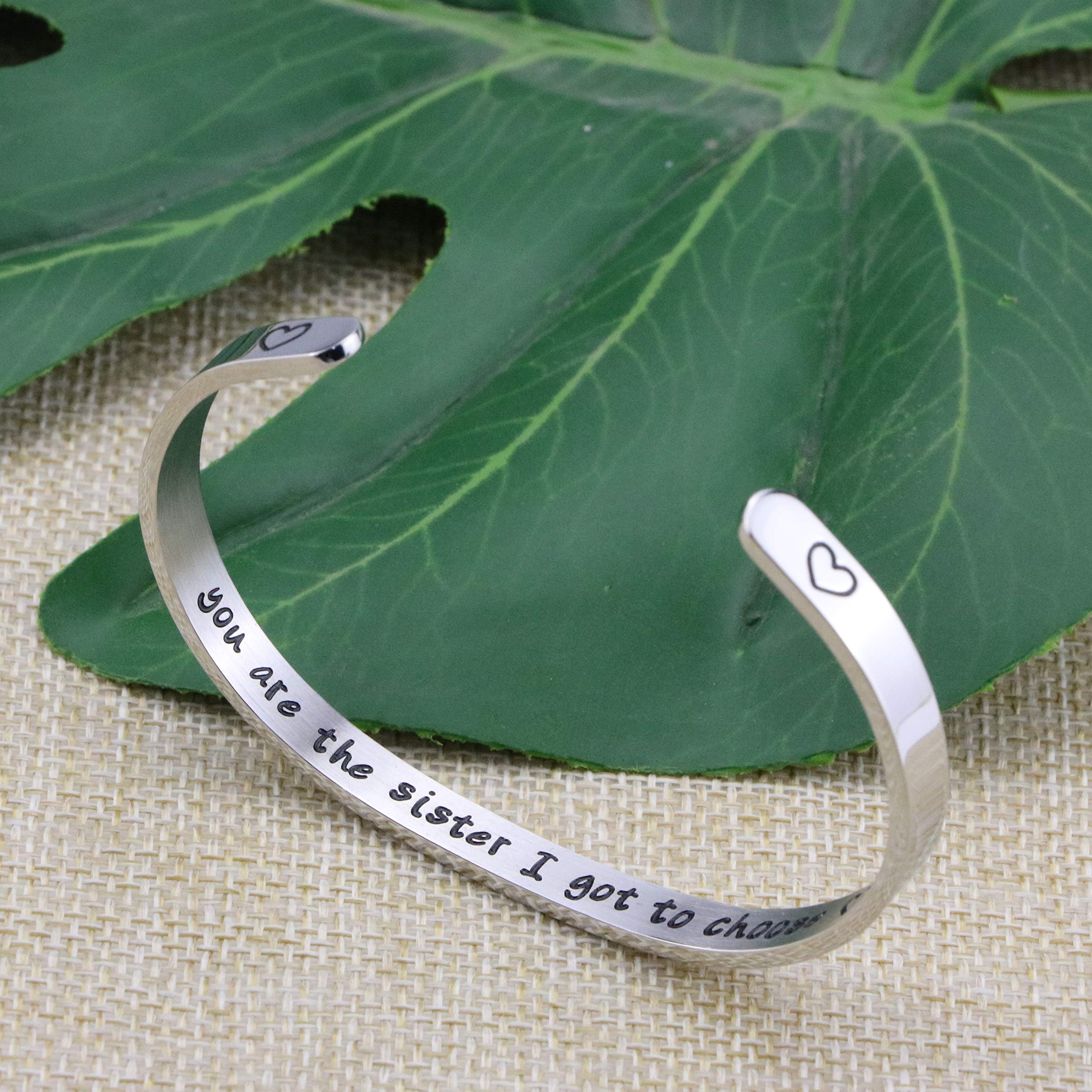 JoycuFF Birthday Gifts for Sister Gifts from Sister Bracelets for Women Inspirational Jewelry Big Sister Stainless Steel Cuff Br