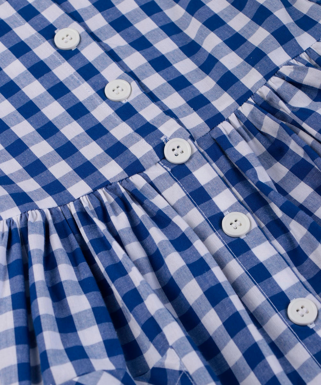 Beebay Kids Girls Y/d Check Button Through Dress Blue