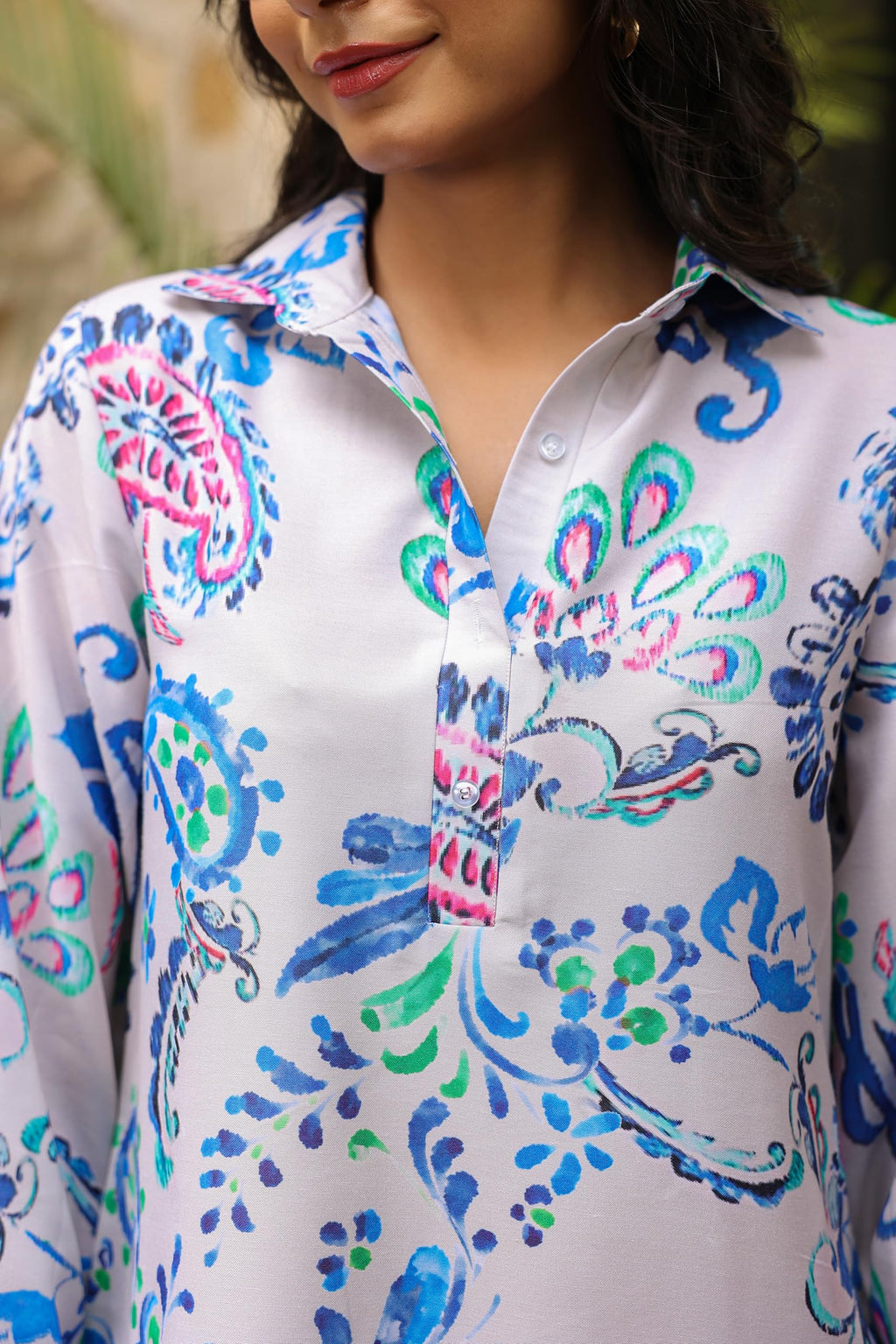 Leriya Fashion Women'S Rayon Printed Regular Western Co-Ord Set (Lf-W2109&Tr1064_Blue_2Xl)