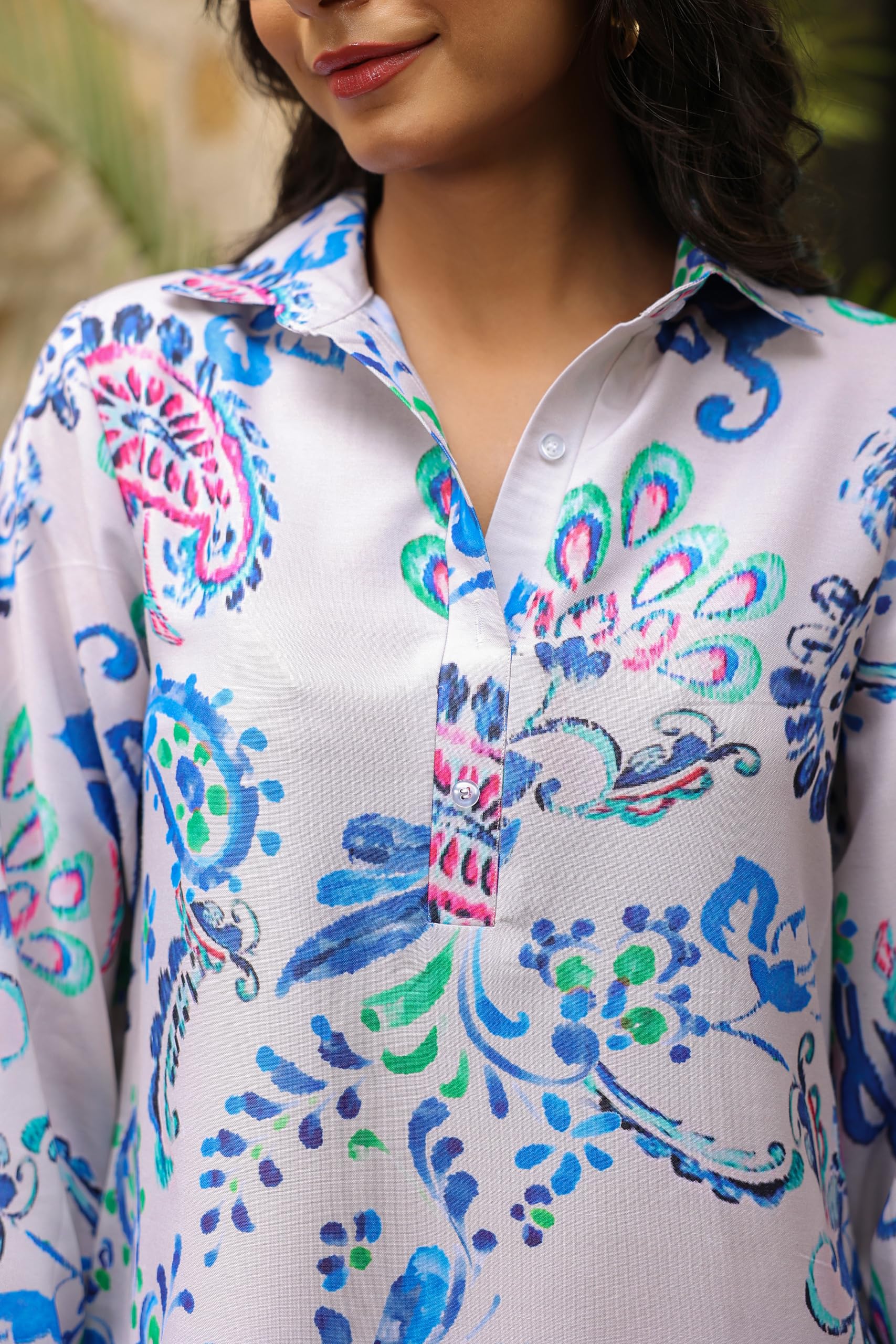 Leriya Fashion Women'S Rayon Printed Regular Western Co-Ord Set (Lf-W2109&Tr1064_Blue_2Xl)