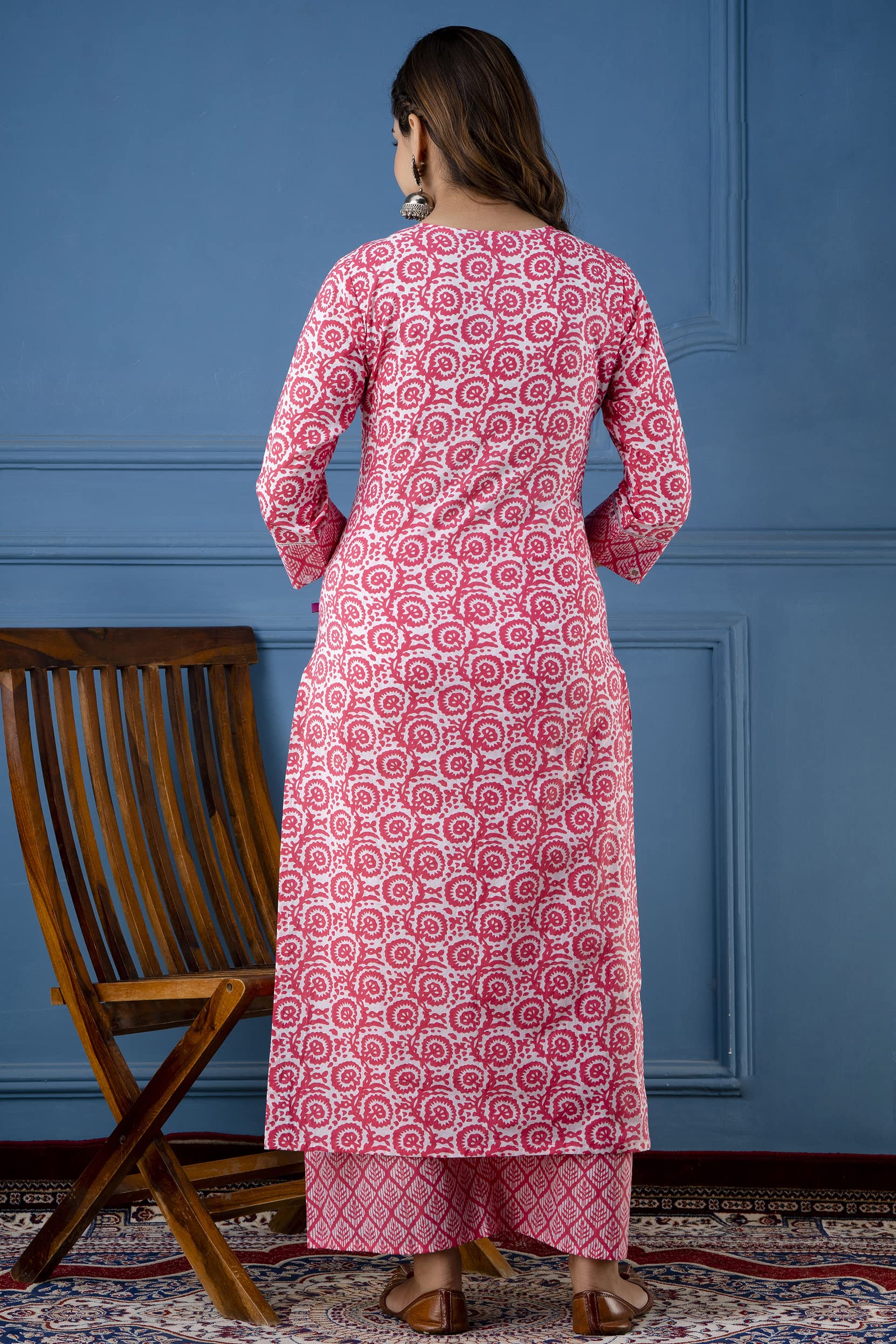 Anni Designer Women'S Cotton Blend Traditional Straight Printed Kurta And Palazzo Set (Valab Nw)