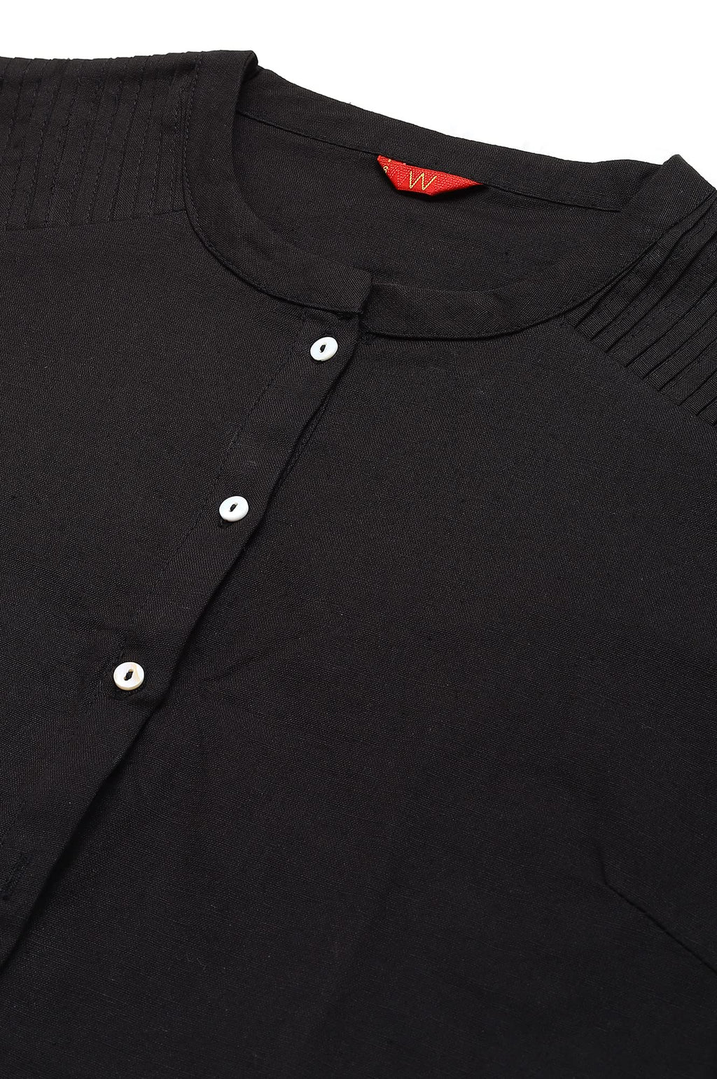 W Black Solid Cotton Blend Straight Long Kurta For Women