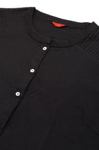 W Black Solid Cotton Blend Straight Long Kurta For Women