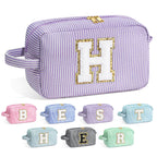 YOOLIFE Initial Makeup Bag - Personalized Monogram Cute Makeup Bag Cosmetic Travel Toiletry Pouch Make Up Case for Women Mom Bes